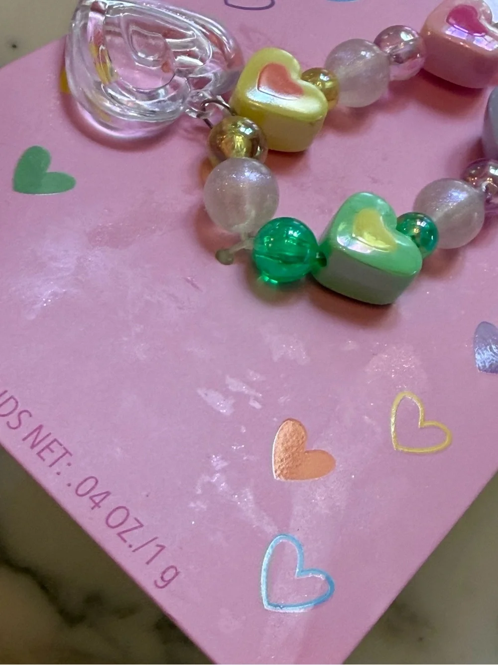 NWT iScream Heart Elastic Beaded Pastel Colors Bracelet NO LIP GLOSS